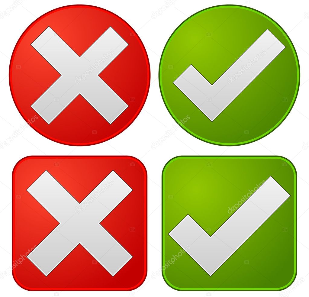 Check mark and cross Royalty Free Vector Image