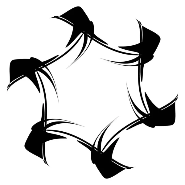 摘要圆形绘图 非形象化的艺术元素 涡旋和曼陀罗 鱼群矢量图解 剪贴画 — 图库矢量图片