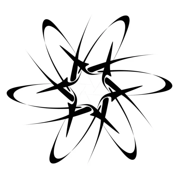 동그랗게 그렸다 상징적 예술적 Swirl Twirl Whorl Vortex Motif Mandala — 스톡 벡터