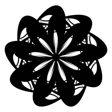 Soyut dairesel çizim. Şekilsiz, şekilsiz, sanatsal element, şekil. Girdap, girdap, girdap, girdap motifi ve mandala - stok vektör illüstrasyonu, klip-sanat grafikleri