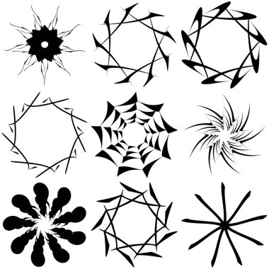 Soyut dairesel çizim. Şekilsiz, şekilsiz, sanatsal element, şekil. Girdap, girdap, girdap, girdap motifi ve mandala - stok vektör illüstrasyonu, klip-sanat grafikleri