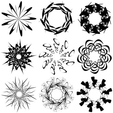 Soyut dairesel çizim. Şekilsiz, şekilsiz, sanatsal element, şekil. Girdap, girdap, girdap, girdap motifi ve mandala - stok vektör illüstrasyonu, klip-sanat grafikleri