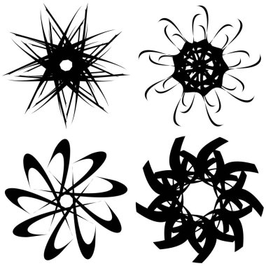 Soyut dairesel çizim. Şekilsiz, şekilsiz, sanatsal element, şekil. Girdap, girdap, girdap, girdap motifi ve mandala - stok vektör illüstrasyonu, klip-sanat grafikleri