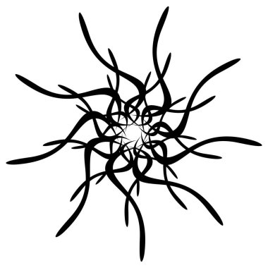 Soyut dairesel çizim. Şekilsiz, şekilsiz, sanatsal element, şekil. Girdap, girdap, girdap, girdap motifi ve mandala - stok vektör illüstrasyonu, klip-sanat grafikleri