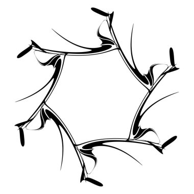 Soyut dairesel çizim. Şekilsiz, şekilsiz, sanatsal element, şekil. Girdap, girdap, girdap, girdap motifi ve mandala - stok vektör illüstrasyonu, klip-sanat grafikleri