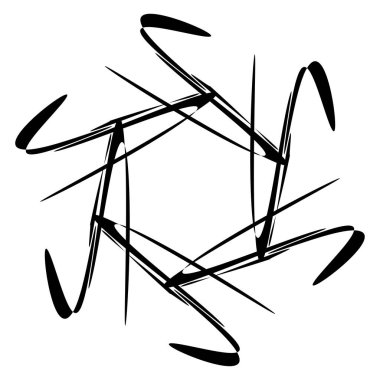 Soyut dairesel çizim. Şekilsiz, şekilsiz, sanatsal element, şekil. Girdap, girdap, girdap, girdap motifi ve mandala - stok vektör illüstrasyonu, klip-sanat grafikleri