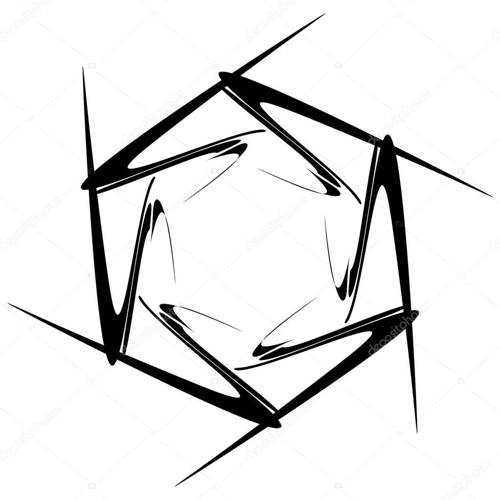 Abstract circular drawing. Amorphous, nonfigurative artistic element, shape. Swirl, twirl, whorl, vortex motif and mandala - stock vector illustration, clip-art graphics