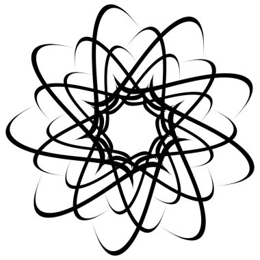 Soyut dairesel çizim. Şekilsiz, şekilsiz, sanatsal element, şekil. Girdap, girdap, girdap, girdap motifi ve mandala - stok vektör illüstrasyonu, klip-sanat grafikleri