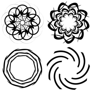 Soyut dairesel çizim. Şekilsiz, şekilsiz, sanatsal element, şekil. Girdap, girdap, girdap, girdap motifi ve mandala - stok vektör illüstrasyonu, klip-sanat grafikleri