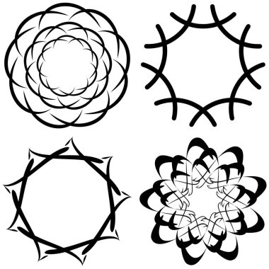 Soyut dairesel çizim. Şekilsiz, şekilsiz, sanatsal element, şekil. Girdap, girdap, girdap, girdap motifi ve mandala - stok vektör illüstrasyonu, klip-sanat grafikleri