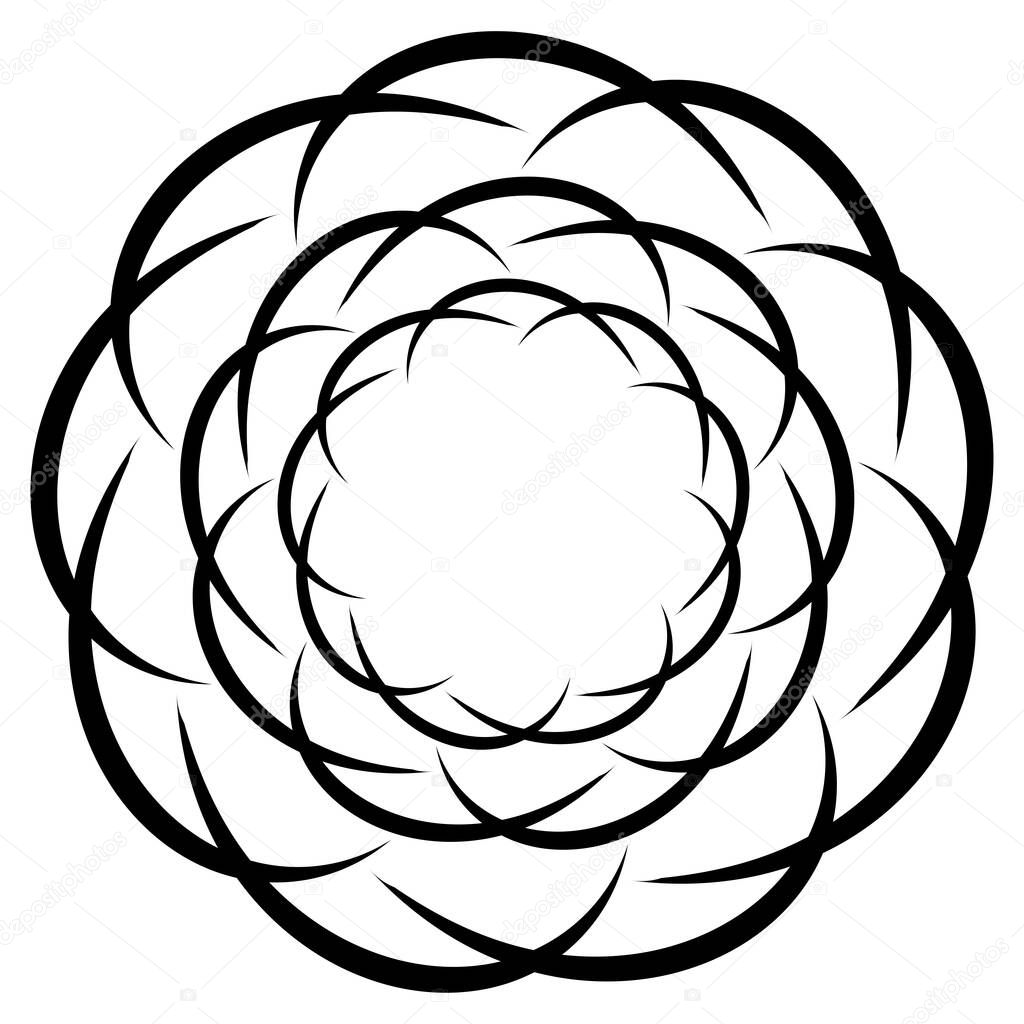 Abstract circular drawing. Amorphous, nonfigurative artistic element, shape. Swirl, twirl, whorl, vortex motif and mandala - stock vector illustration, clip-art graphics