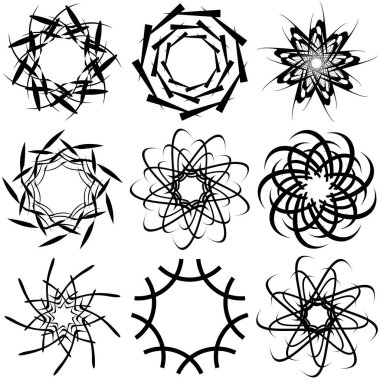 Soyut dairesel çizim. Şekilsiz, şekilsiz, sanatsal element, şekil. Girdap, girdap, girdap, girdap motifi ve mandala - stok vektör illüstrasyonu, klip-sanat grafikleri