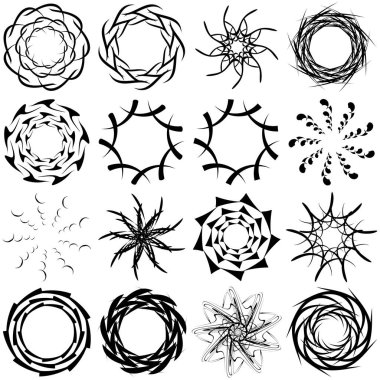 Soyut dairesel çizim. Şekilsiz, şekilsiz, sanatsal element, şekil. Girdap, girdap, girdap, girdap motifi ve mandala - stok vektör illüstrasyonu, klip-sanat grafikleri