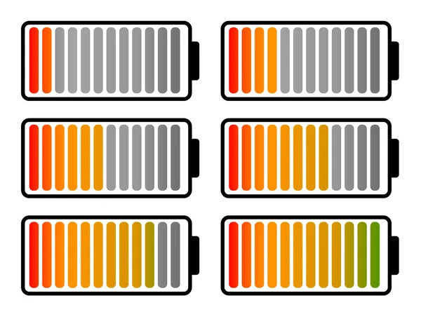 Batterij niveau illustraties — Stockvector