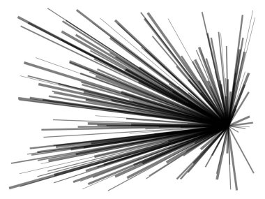 Radikal, dinamik çizgiler yayıyor. Soyut patlama, patlama. Işınlar, ışınlar monokrom yıldız patlaması, güneş patlaması - stok vektör illüstrasyonu, klip- sanat grafikleri