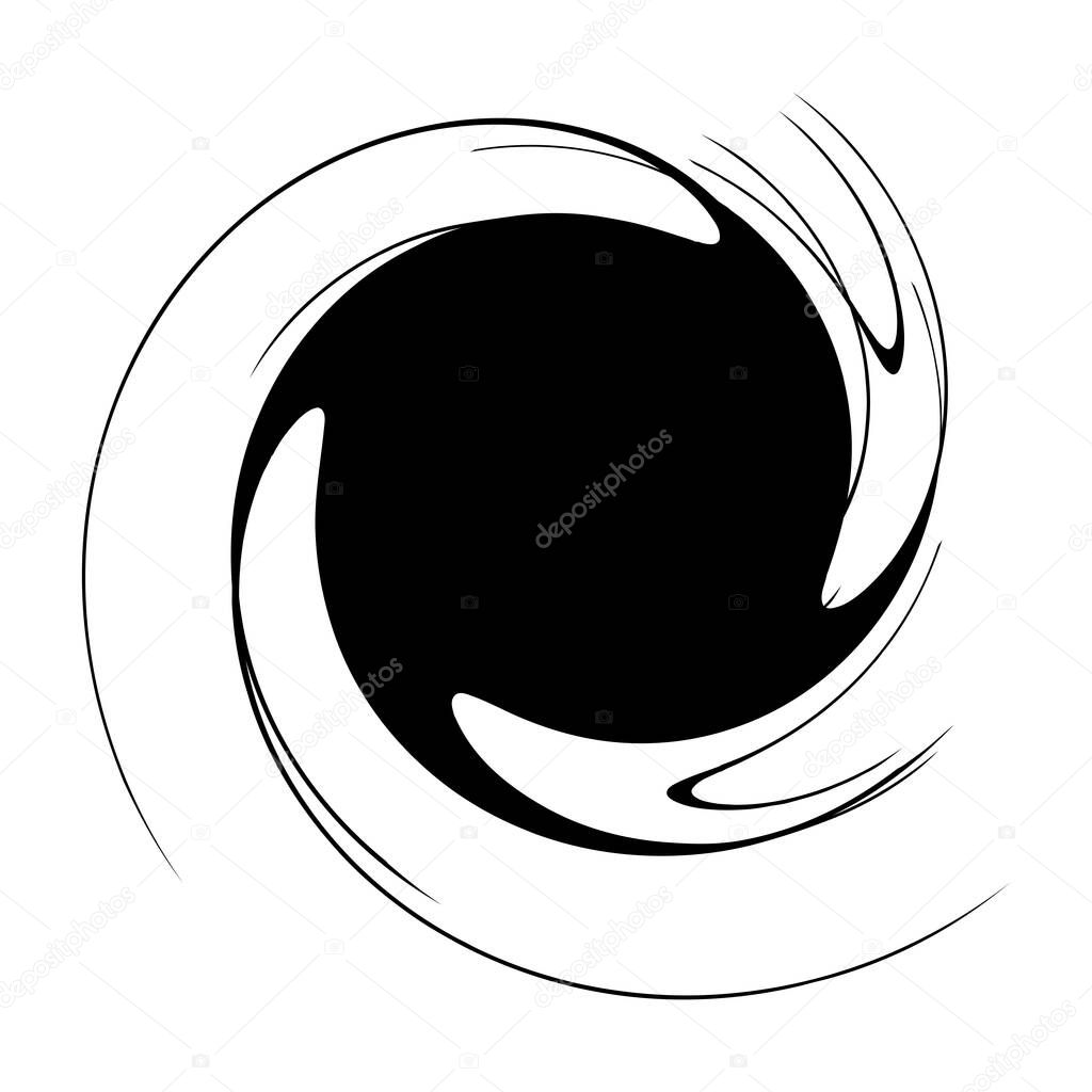 Spiral, swirl, twirl, volute element. Whirlpool, whirlwind effect. Circular, radial lines with rotation - stock vector illustration, clip-art graphics