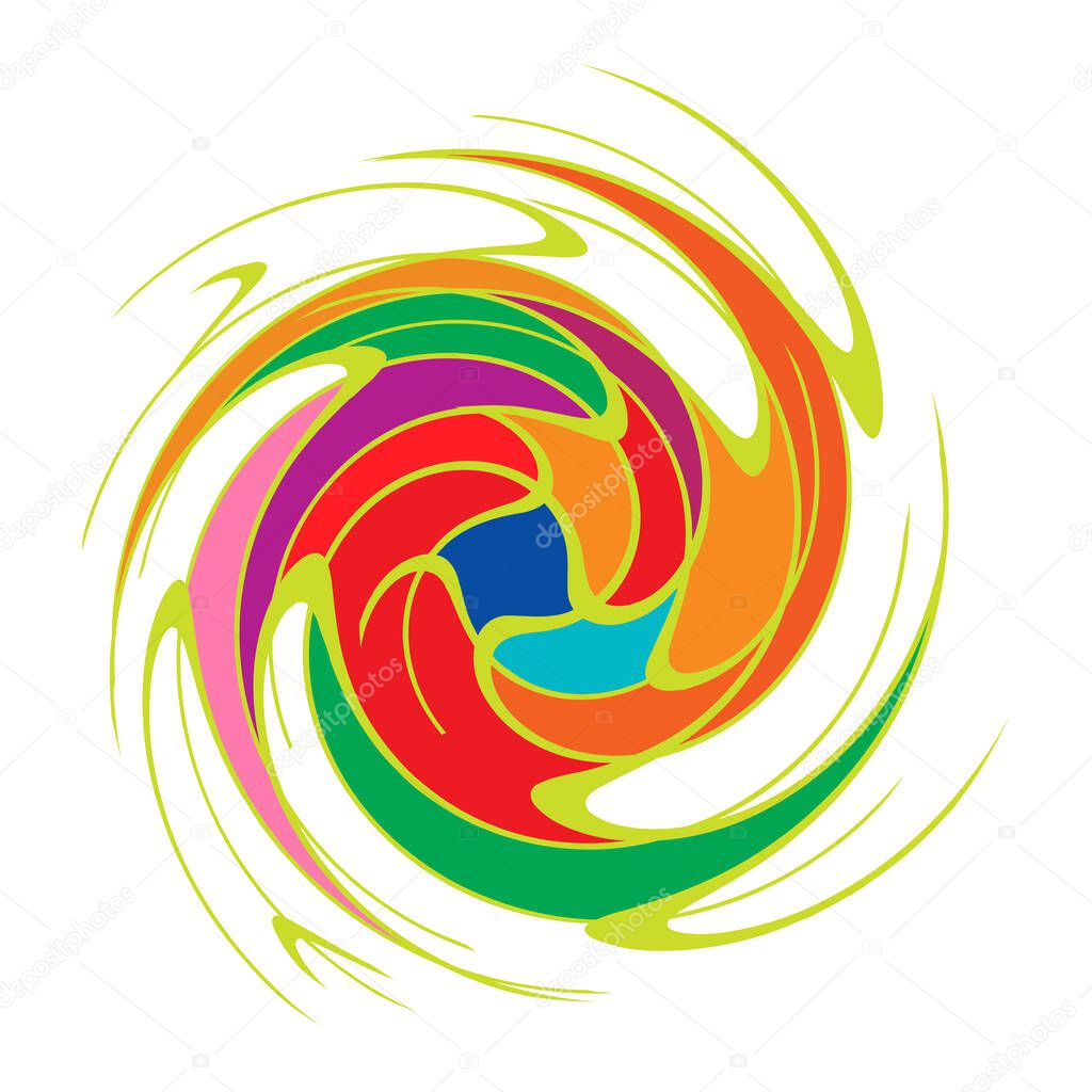 Spiral, swirl, twirl, volute element. Whirlpool, whirlwind effect. Circular, radial lines with rotation - stock vector illustration, clip-art graphics