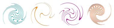  Sarmal, girdap, dönme, volta elementi. Girdap, kasırga etkisi. Dairesel, dairesel dönüş çizgileri - stok vektör illüstrasyonu, klip- sanat grafikleri