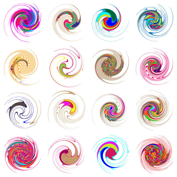  Spiral, swirl, twirl, volute element. Whirlpool, whirlwind effect. Circular, radial lines with rotation - stock vector illustration, clip-art graphics