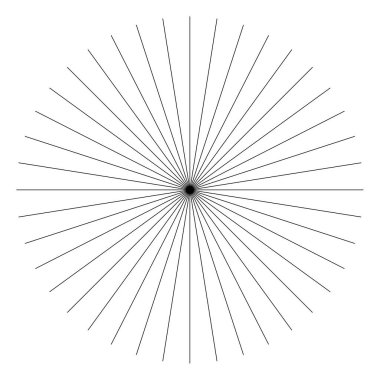 Radikal, yayılan çizgiler, çizgiler soyut dairesel elementler. Işınlar, ışınlar, yıldız patlamaları, güneş patlaması elementleri. Birleşme, birleşme, yayılma çizgileri