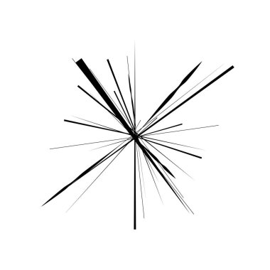 Radikal, yayılan çizgiler, çizgiler soyut dairesel elementler. Işınlar, ışınlar, yıldız patlamaları, güneş patlaması elementleri. Birleşme, birleşme, yayılma çizgileri