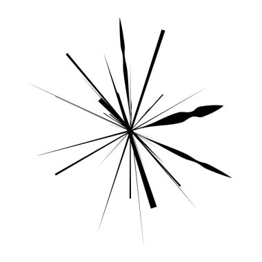 Radikal, yayılan çizgiler, çizgiler soyut dairesel elementler. Işınlar, ışınlar, yıldız patlamaları, güneş patlaması elementleri. Birleşme, birleşme, yayılma çizgileri