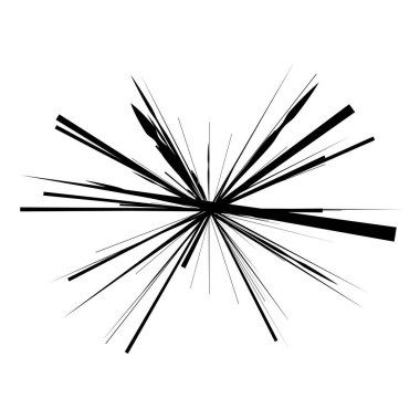 Radikal, yayılan çizgiler, çizgiler soyut dairesel elementler. Işınlar, ışınlar, yıldız patlamaları, güneş patlaması elementleri. Birleşme, birleşme, yayılma çizgileri