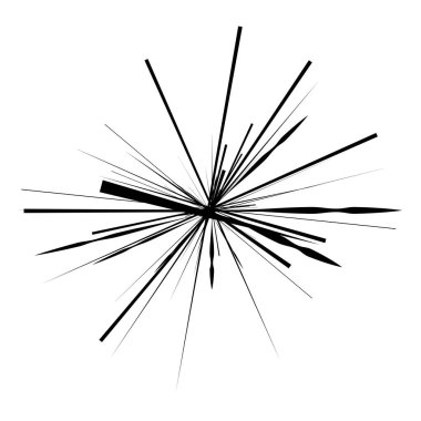 Radikal, yayılan çizgiler, çizgiler soyut dairesel elementler. Işınlar, ışınlar, yıldız patlamaları, güneş patlaması elementleri. Birleşme, birleşme, yayılma çizgileri