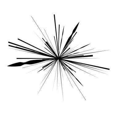 Radikal, yayılan çizgiler, çizgiler soyut dairesel elementler. Işınlar, ışınlar, yıldız patlamaları, güneş patlaması elementleri. Birleşme, birleşme, yayılma çizgileri