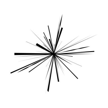 Radikal, yayılan çizgiler, çizgiler soyut dairesel elementler. Işınlar, ışınlar, yıldız patlamaları, güneş patlaması elementleri. Birleşme, birleşme, yayılma çizgileri