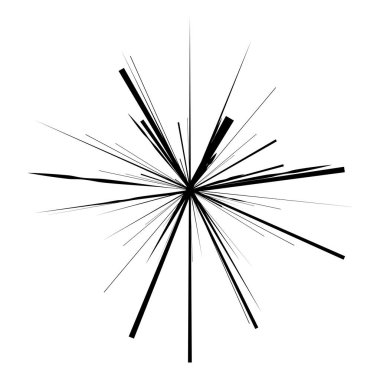 Radikal, yayılan çizgiler, çizgiler soyut dairesel elementler. Işınlar, ışınlar, yıldız patlamaları, güneş patlaması elementleri. Birleşme, birleşme, yayılma çizgileri