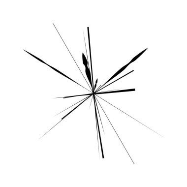 Radikal, yayılan çizgiler, çizgiler soyut dairesel elementler. Işınlar, ışınlar, yıldız patlamaları, güneş patlaması elementleri. Birleşme, birleşme, yayılma çizgileri