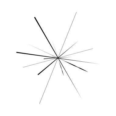 Radikal, yayılan çizgiler, çizgiler soyut dairesel elementler. Işınlar, ışınlar, yıldız patlamaları, güneş patlaması elementleri. Birleşme, birleşme, yayılma çizgileri