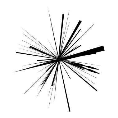 Radikal, yayılan çizgiler, çizgiler soyut dairesel elementler. Işınlar, ışınlar, yıldız patlamaları, güneş patlaması elementleri. Birleşme, birleşme, yayılma çizgileri