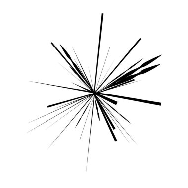 Radikal, yayılan çizgiler, çizgiler soyut dairesel elementler. Işınlar, ışınlar, yıldız patlamaları, güneş patlaması elementleri. Birleşme, birleşme, yayılma çizgileri