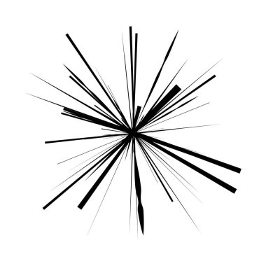 Radikal, yayılan çizgiler, çizgiler soyut dairesel elementler. Işınlar, ışınlar, yıldız patlamaları, güneş patlaması elementleri. Birleşme, birleşme, yayılma çizgileri
