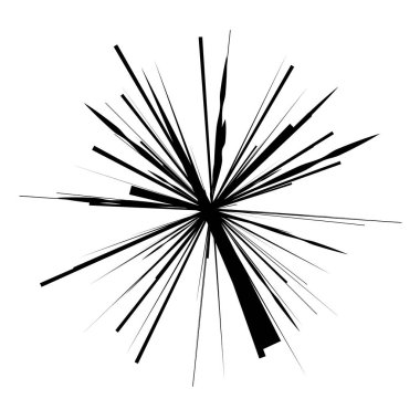 Radikal, yayılan çizgiler, çizgiler soyut dairesel elementler. Işınlar, ışınlar, yıldız patlamaları, güneş patlaması elementleri. Birleşme, birleşme, yayılma çizgileri