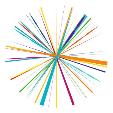 Radikal, yayılan çizgiler, çizgiler soyut dairesel elementler. Işınlar, ışınlar, yıldız patlamaları, güneş patlaması elementleri. Birleşme, birleşme, yayılma çizgileri