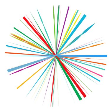 Radikal, yayılan çizgiler, çizgiler soyut dairesel elementler. Işınlar, ışınlar, yıldız patlamaları, güneş patlaması elementleri. Birleşme, birleşme, yayılma çizgileri