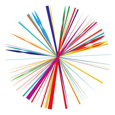 Radikal, yayılan çizgiler, çizgiler soyut dairesel elementler. Işınlar, ışınlar, yıldız patlamaları, güneş patlaması elementleri. Birleşme, birleşme, yayılma çizgileri