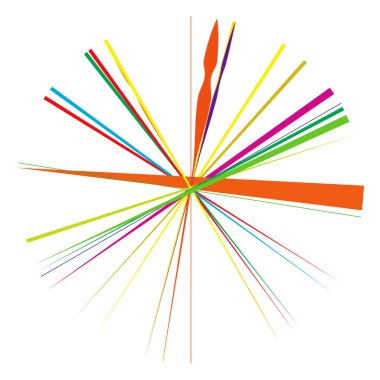 Radikal, yayılan çizgiler, çizgiler soyut dairesel elementler. Işınlar, ışınlar, yıldız patlamaları, güneş patlaması elementleri. Birleşme, birleşme, yayılma çizgileri