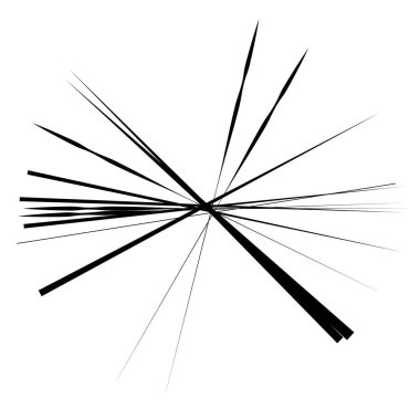 Radikal, yayılan çizgiler, çizgiler soyut dairesel elementler. Işınlar, ışınlar, yıldız patlamaları, güneş patlaması elementleri. Birleşme, birleşme, yayılma çizgileri