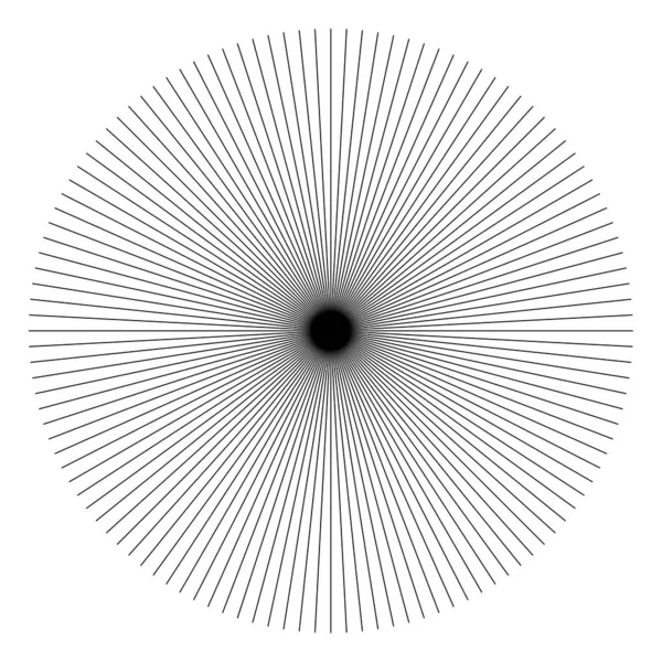 Líneas Radiales Radiantes Rayas Elemento Circular Abstracto Rayos Rayos Estelares — Vector de stock