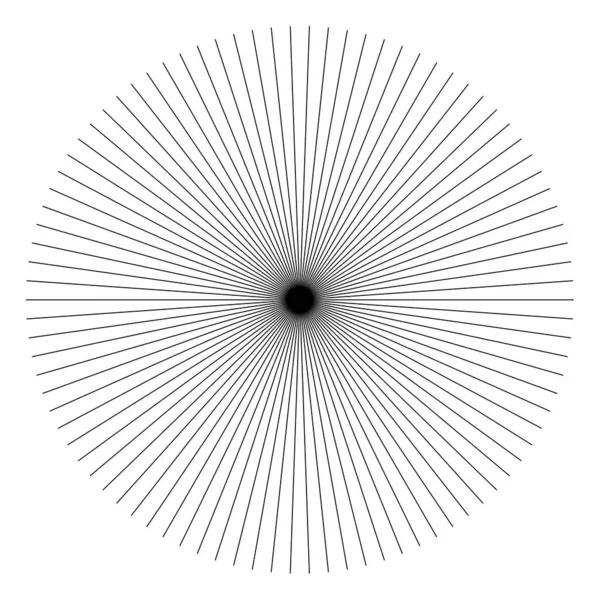 放射線 放射線 縞の抽象的な円形の要素 ビームスターバースト バースト要素 収束し 融合し 線を広げる — ストックベクタ