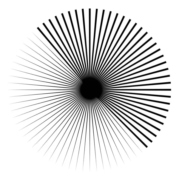 Lignes Radiales Rayonnantes Rayures Élément Circulaire Abstrait Rayons Éclats Étoiles — Image vectorielle