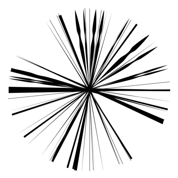 放射線 放射線 縞の抽象的な円形の要素 ビームスターバースト バースト要素 収束し 融合し 線を広げる — ストックベクタ