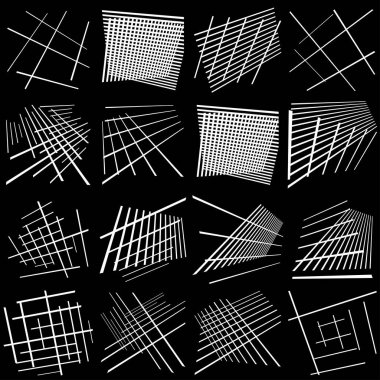 3D, uzaysal şebeke, meş 'ler. Perspektif olarak kesişen, kesişen, kesişen çizgiler. Soyut ızgara, çardak, kafes, ağ