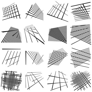 Üç boyutlu uzamsal ızgara, ızgara ve kafes soyut geometrik şekil, element. Perspektifte kesişen çizgiler - stok vektör illüstrasyonu, klip- sanat grafikleri