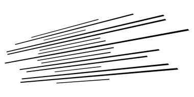 Üç boyutlu düz, paralel dinamik düzensiz çizgiler, çizgili elementler. Eylem, patlama, hızlı çizgi roman efekti çizgileri - stok vektör illüstrasyonu, klip sanatları grafikleri