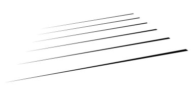 Üç boyutlu düz, paralel dinamik düzensiz çizgiler, çizgili elementler. Eylem, patlama, hızlı çizgi roman efekti çizgileri - stok vektör illüstrasyonu, klip sanatları grafikleri